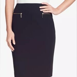 Tommy Hilfiger Navy Pencil Skirt with Zipper Accents